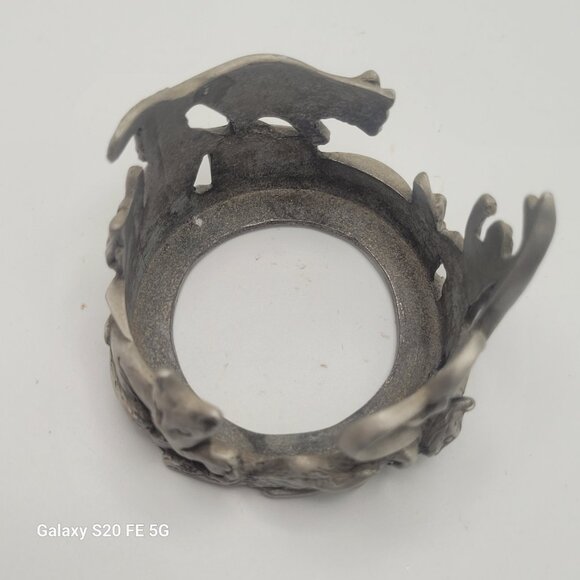 1993 Seagull Canada Pewter Etain Zinn Cats Votive Candle Holder Pewter Base Only - Picture 7 of 11